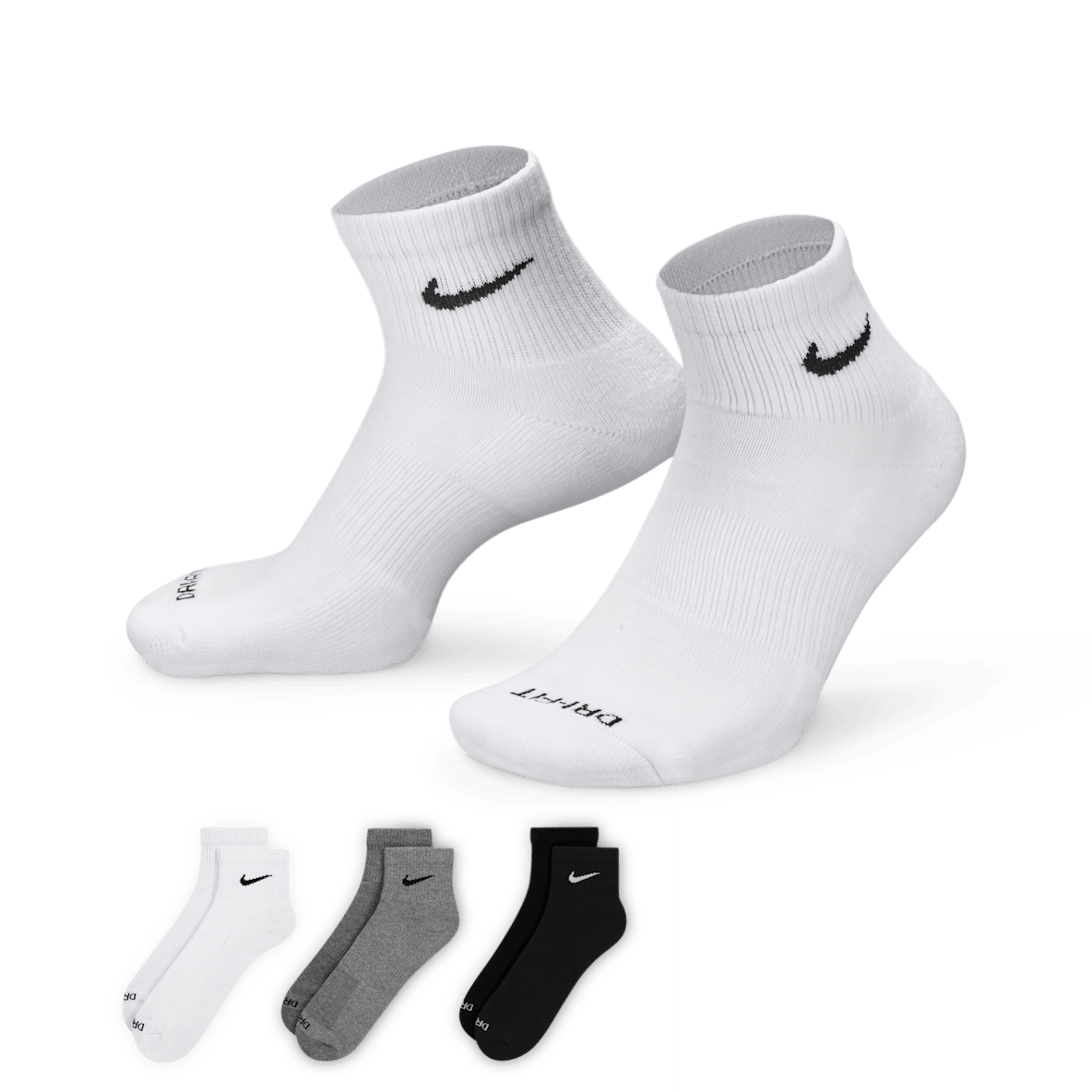 Nike Everyday Plus Cushioned Nike Everyday Plus Cushioned ถุงเท้าเทรนนิ่งหุ้มข้อ (3 คู่)
