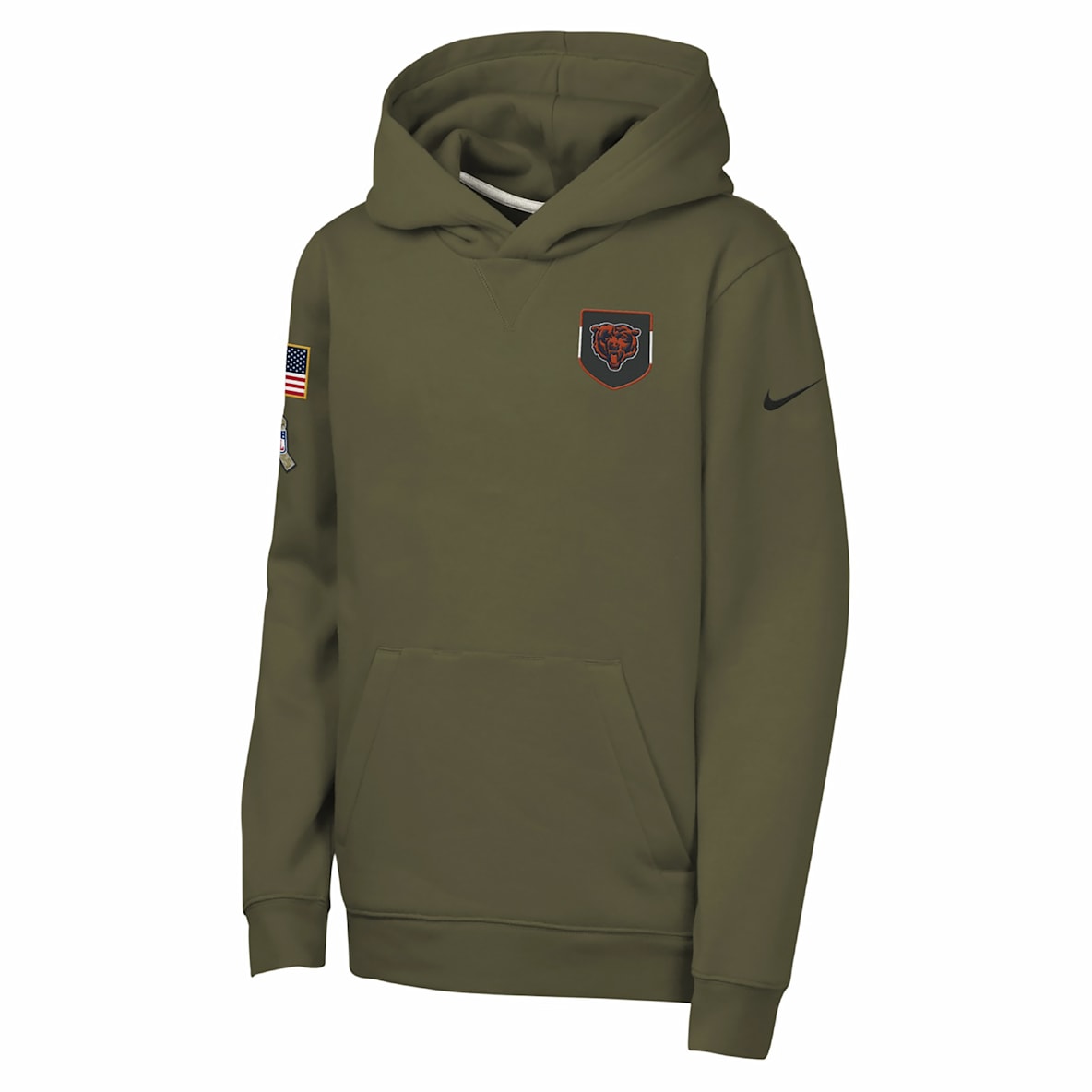 Nike Club Fleece de la NFL de los Chicago Bears Nike Club Fleece de la NFL de los Chicago Bears Sudadera con gorro sin cierre "Salute to Service" para niños talla grande