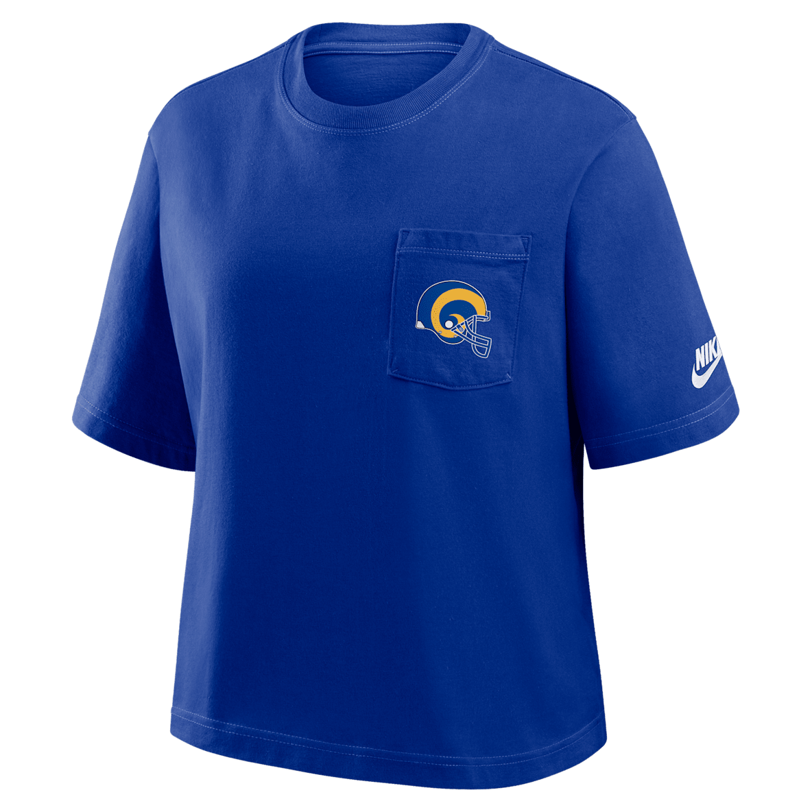 Los Angeles Rams Rewind Pocket Boxy Los Angeles Rams Rewind Pocket Boxy Playera Nike de la NFL para mujer