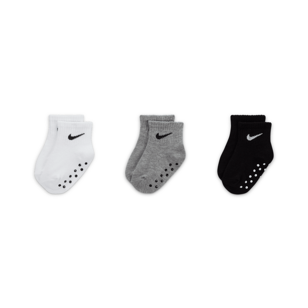 Nike Nike Calcetines hasta el tobillo Swoosh con agarre para bebé (3 pares)