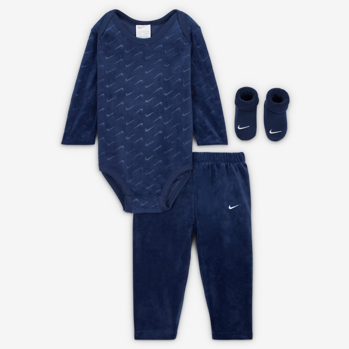Nike Baby (0–9M) 3-Piece Velour Swoosh Boxed Set