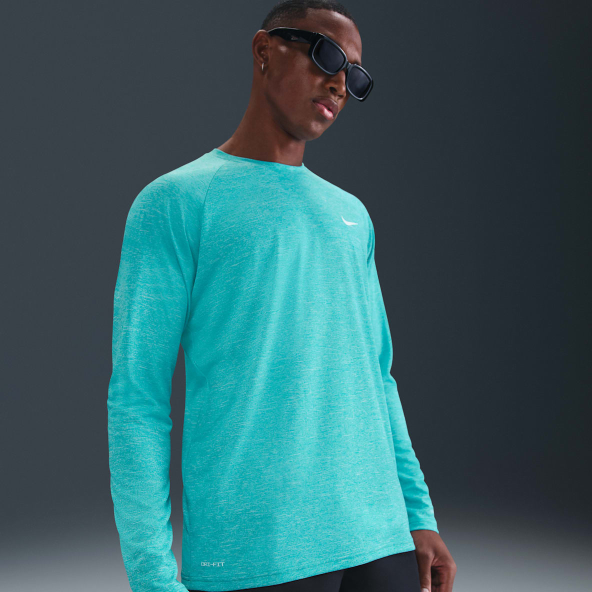 Nike Camiseta Hydroguard de natación de manga larga de tela jaspeada para hombre