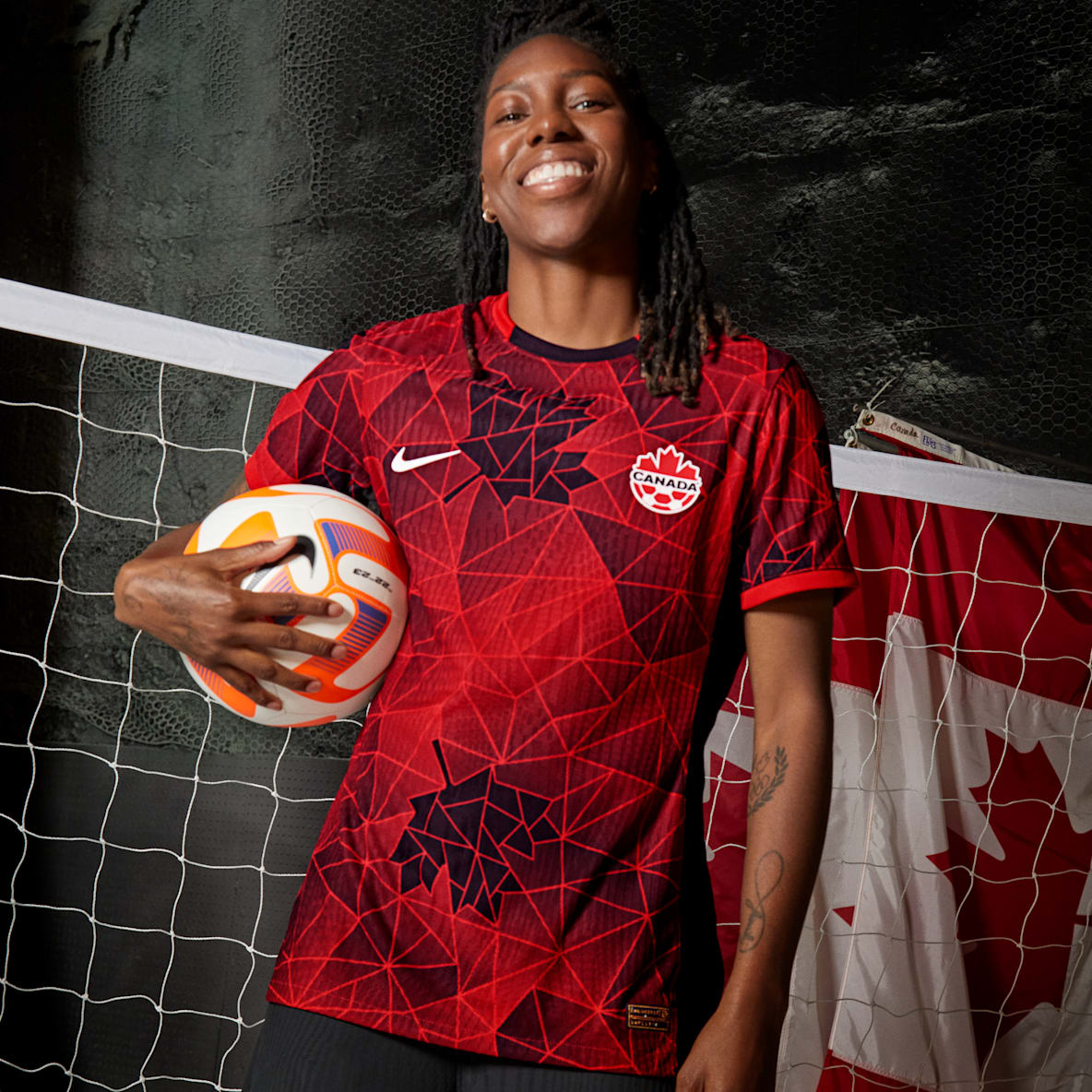 Canadá local 2023 Stadium Jersey de fútbol Nike Dri-FIT para mujer