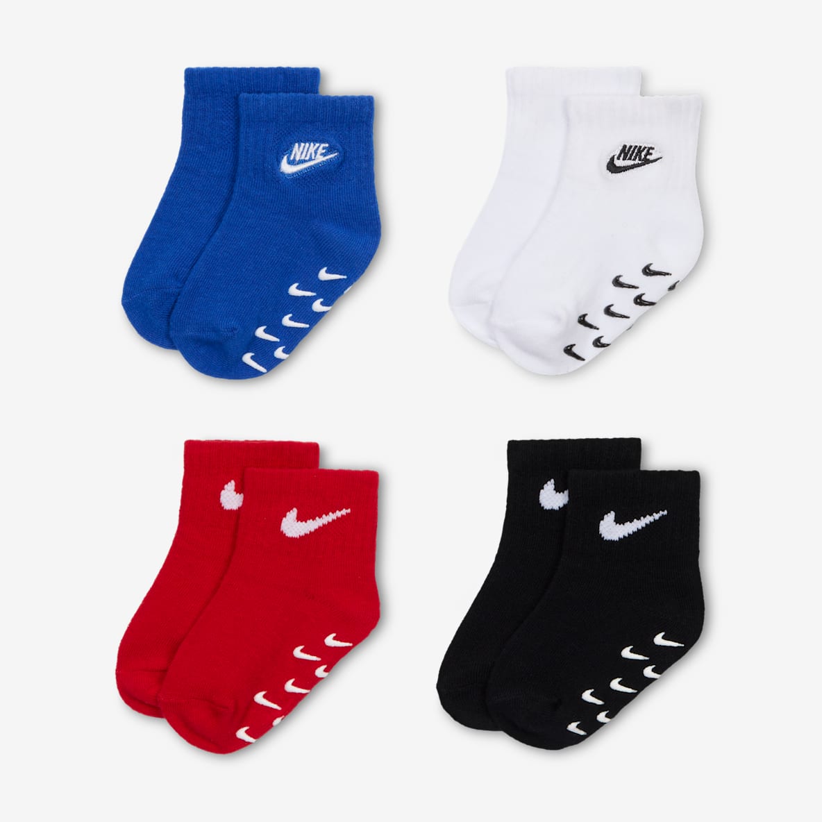 Nike Calcetines con agarre con logotipo para bebé (4 pares) (3 a 6 meses)
