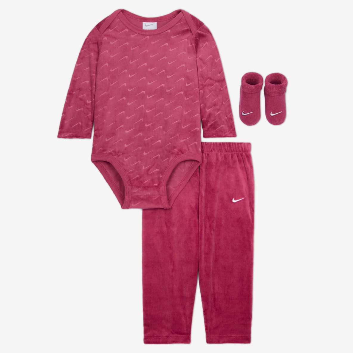 Nike Baby (0–9M) 3-Piece Velour Swoosh Boxed Set