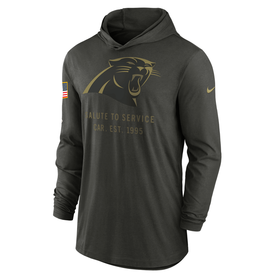 Carolina Panthers Salute to Service Sideline Men’s Nike Dri-FIT NFL Long-Sleeve Hooded Top