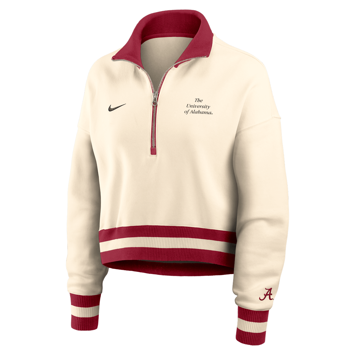 Alabama Legacy Women's Nike College Cropped 1/4-Zip Crew