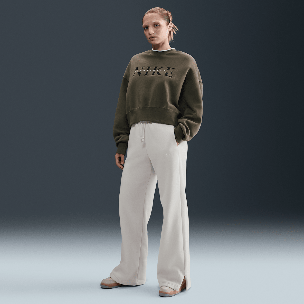 Nike Sportswear Phoenix Fleece Pants de tiro alto de pierna amplia para mujer