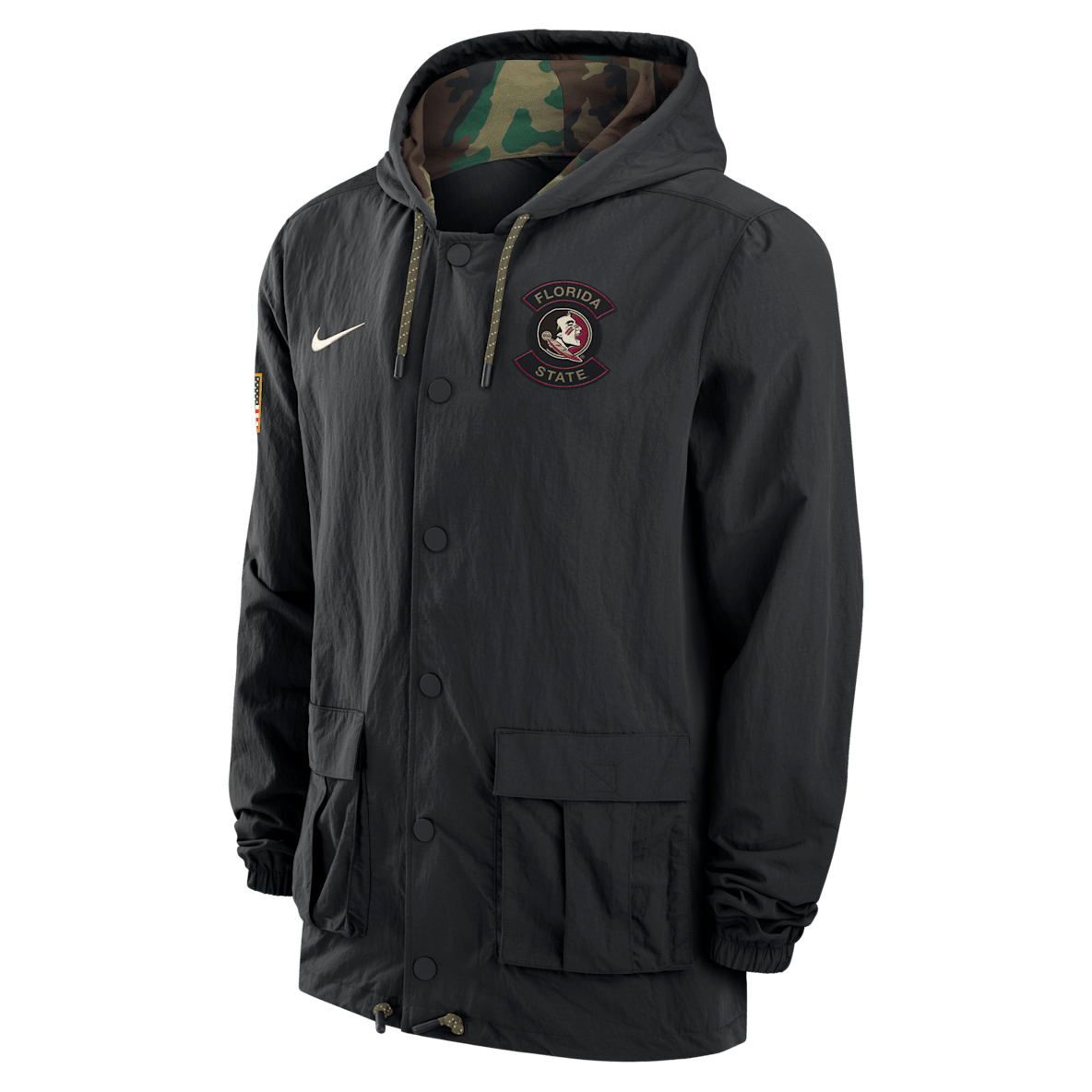 Florida State Florida State Men's Nike Full-Snap Hooded Military Jacket