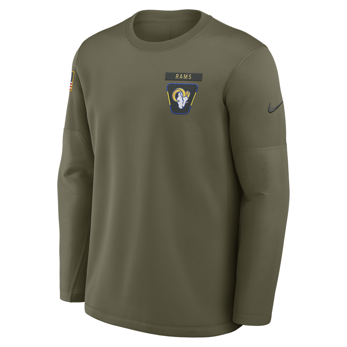 Los Angeles Rams Salute to Service Sideline Triumphant Win Coach Los Angeles Rams Salute to Service Sideline Triumphant Win Coach Men's Nike NFL Pullover Crew