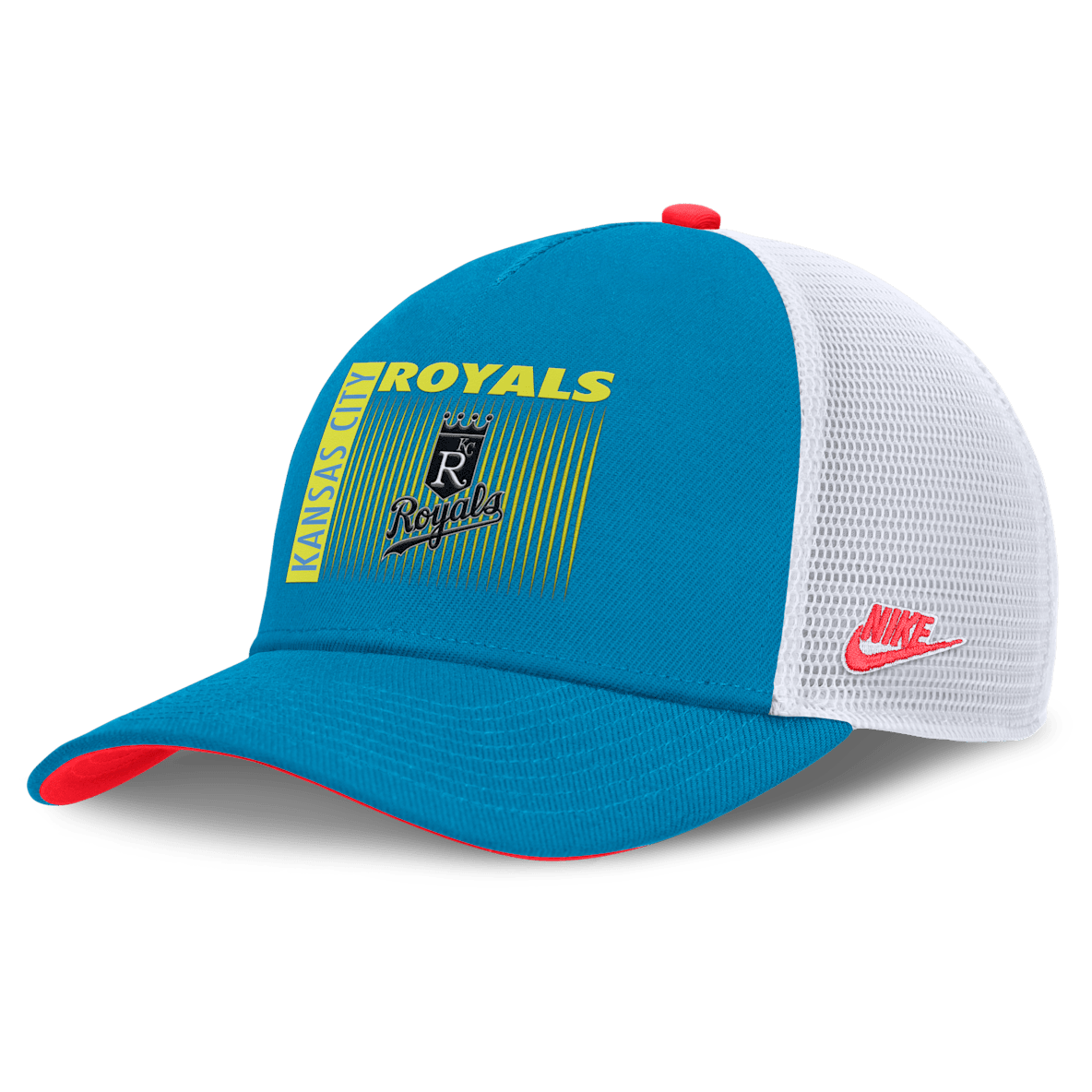 Kansas City Royals Neon 90s Rise Gorra de rejilla Nike Dri-FIT de la MLB ajustable para hombre