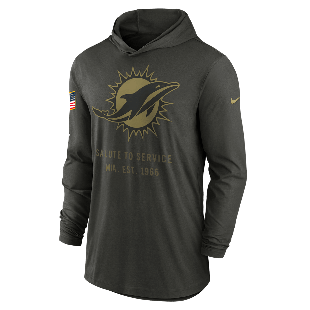 Miami Dolphins Salute to Service Sideline Men’s Nike Dri-FIT NFL Long-Sleeve Hooded Top