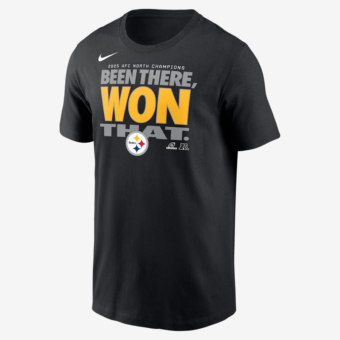 Pittsburgh Steelers 2025 AFC North Champions Trophy Collection Men's Nike NFL T-Shirt