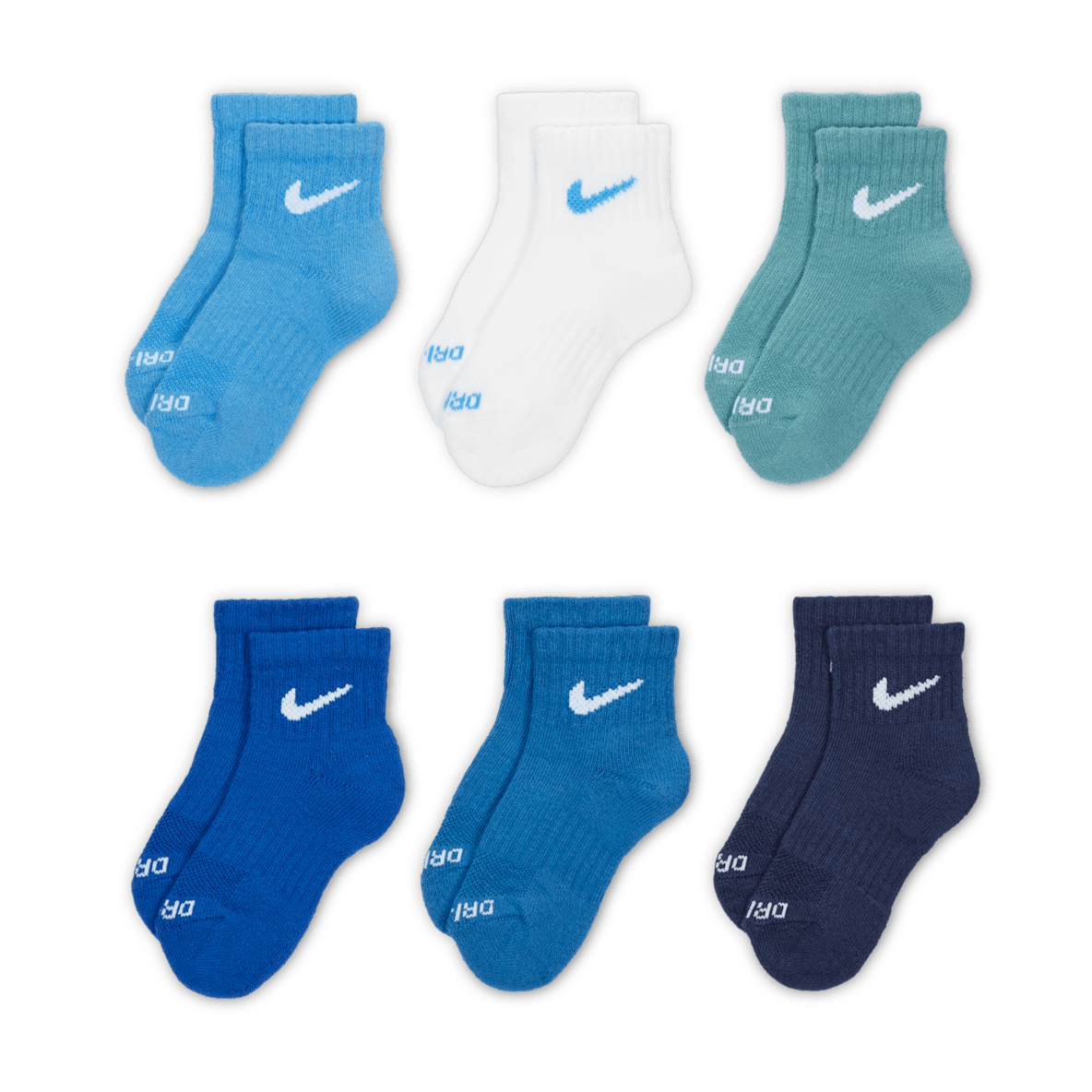 Nike Dri-FIT Performance Basics Little Kids' Ankle Socks (6 Pairs)