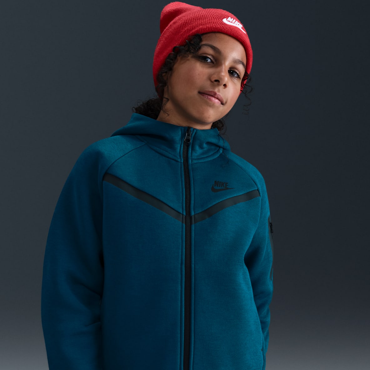 Nike Sportswear Tech Fleece Nike Sportswear Tech Fleece Tam Boy Fermuarlı Kız Çocuk Kapüşonlu Üst