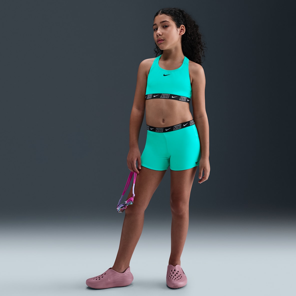 Natación Nike Natación Nike Conjunto de shorts y bikini de espalda deportiva para niña talla grande