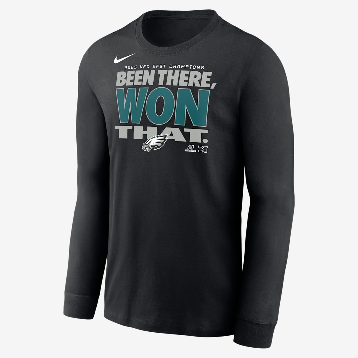 Philadelphia Eagles 2025 NFC East Champions Trophy Collection Men's Nike NFL Long-Sleeve T-Shirt