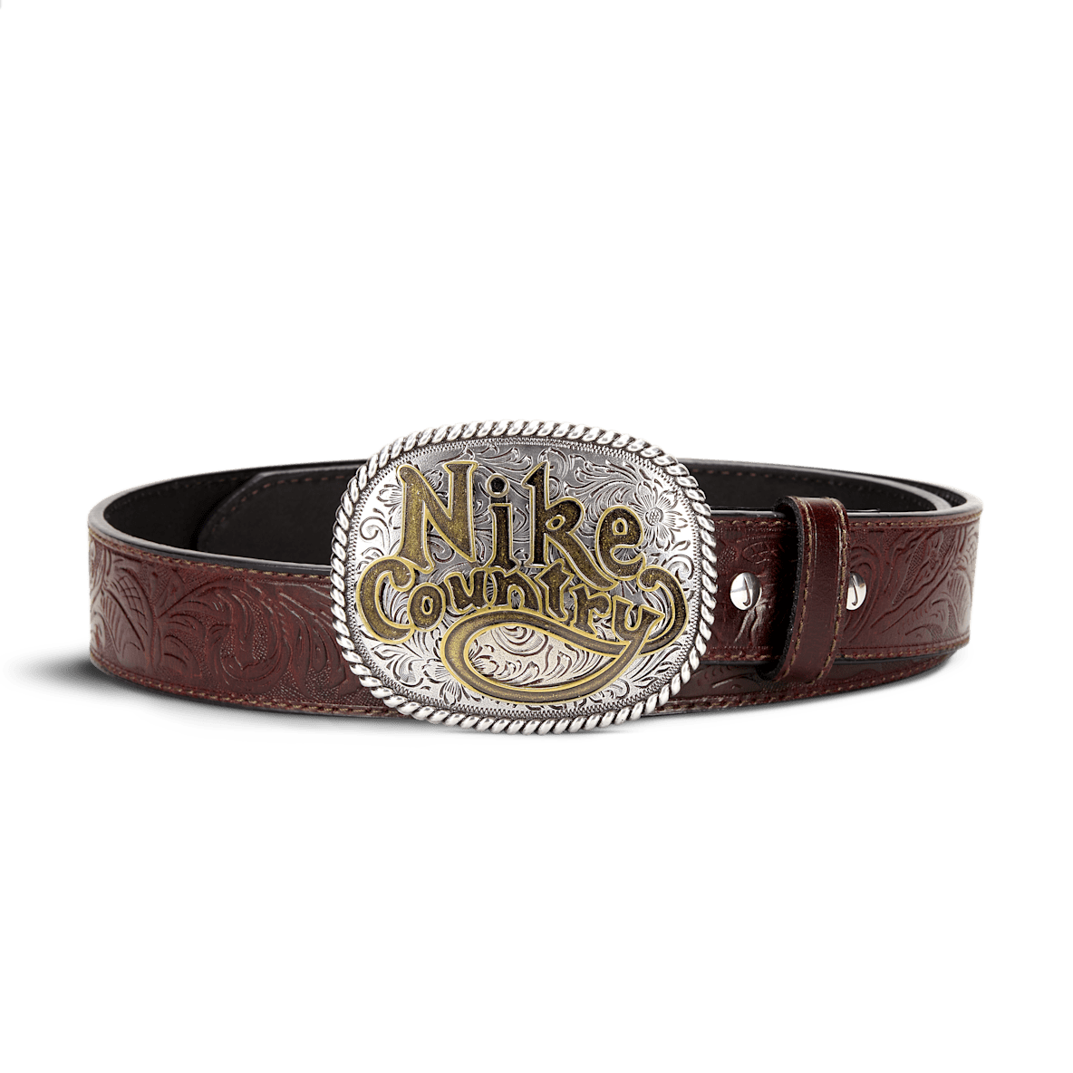 Nike Country Nike Country Men's Plaque Buckle Embossed Leather Belt