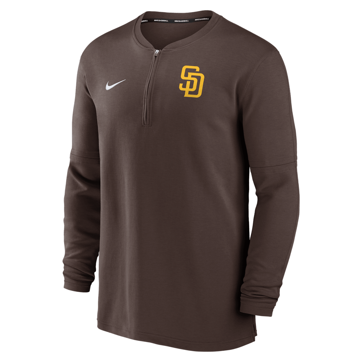 San Diego Padres Authentic Collection Game Time Playera de manga larga Nike Dri-FIT de la MLB de medio cierre para hombre