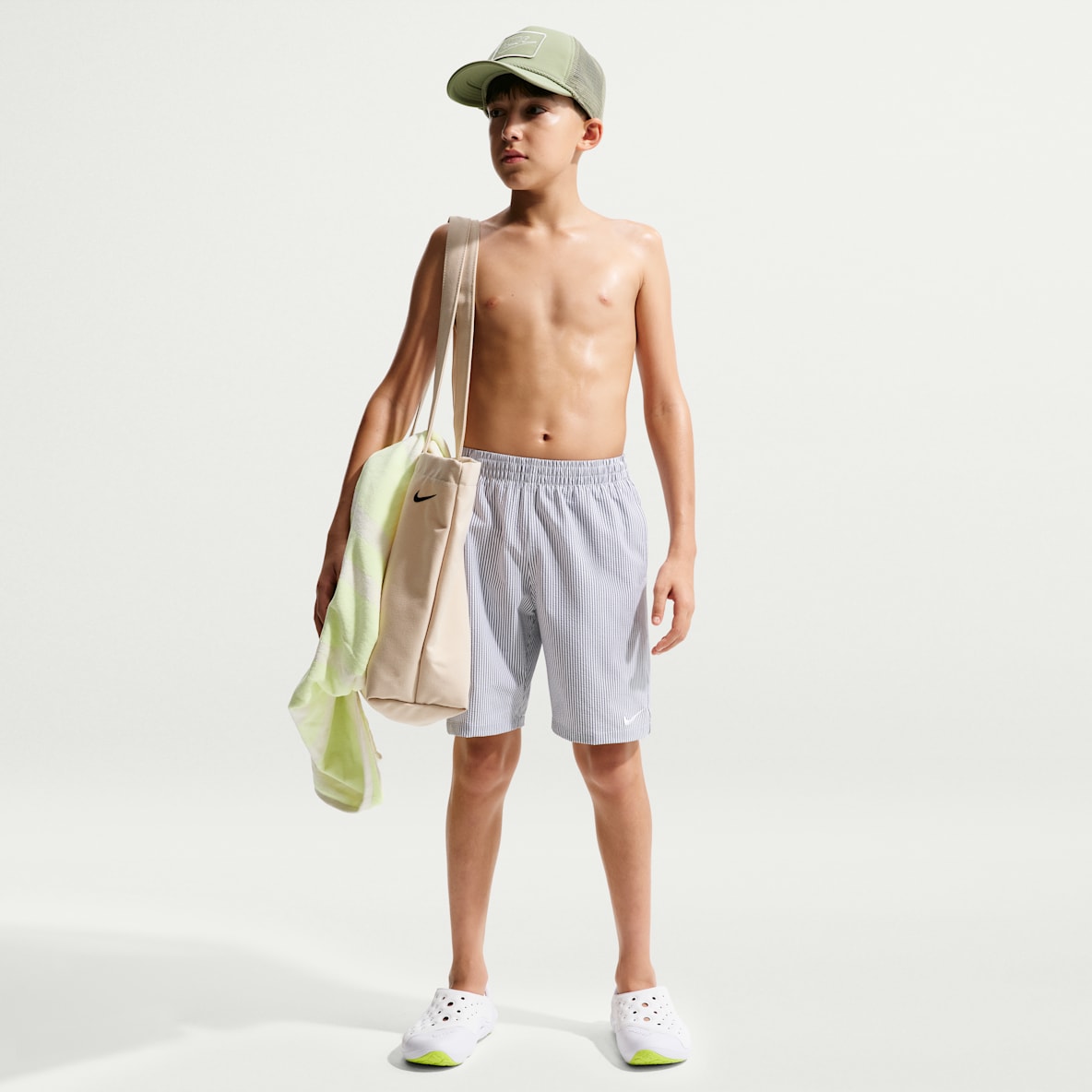 나이키 스윔 브레이커 주니어(남아) 리플 텍스처 7인치 브리프 라인드 발리 쇼츠