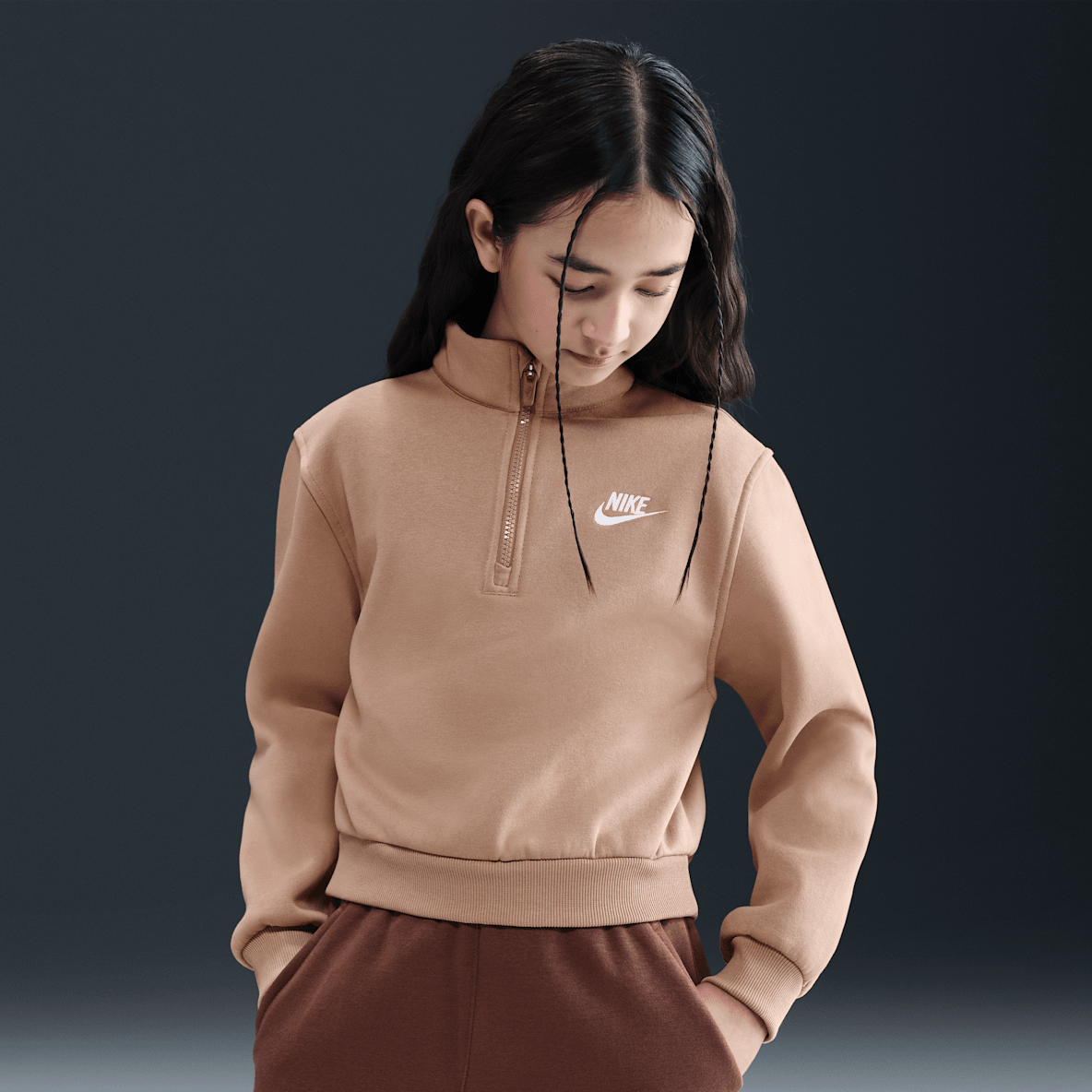 Nike Sportswear Club Fleece Nike Sportswear Club Fleece Big Kids' (Girls') 1/2-Zip Long-Sleeve Top