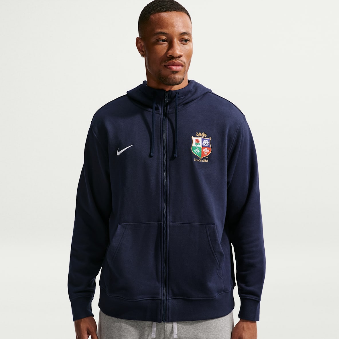 British & Irish Lions Hoodie com fecho completo Nike Club para homem