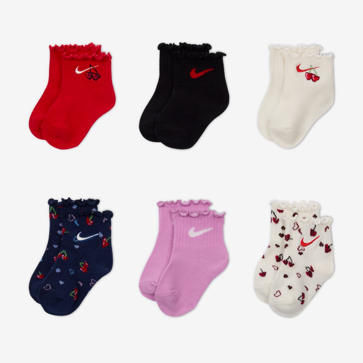 Nike Cherry Nike Cherry Baby (12-24M) Lettuce Socks (6 Pairs)