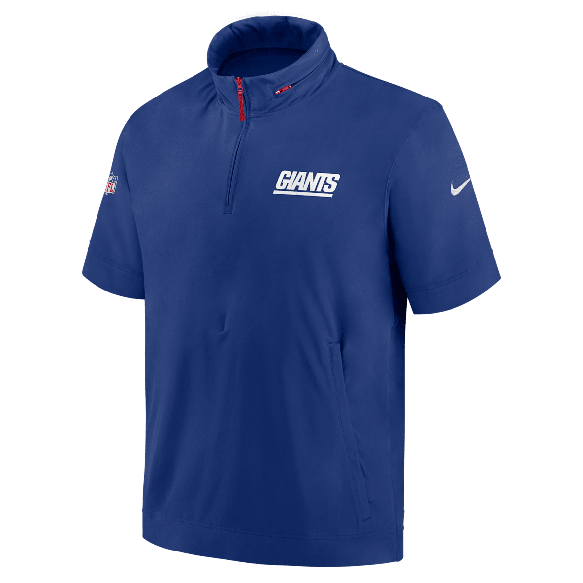 New York Giants Sideline Coach New York Giants Sideline Coach Men's Nike NFL 1/2-Zip Short-Sleeve Hooded Jacket