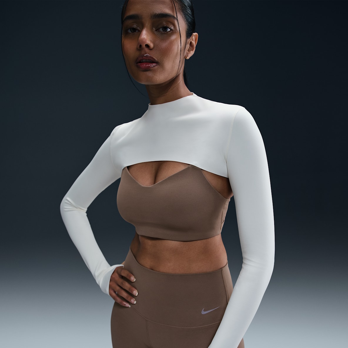 Nike Zenvy Nike Zenvy Top corto de manga larga Dri-FIT para mujer