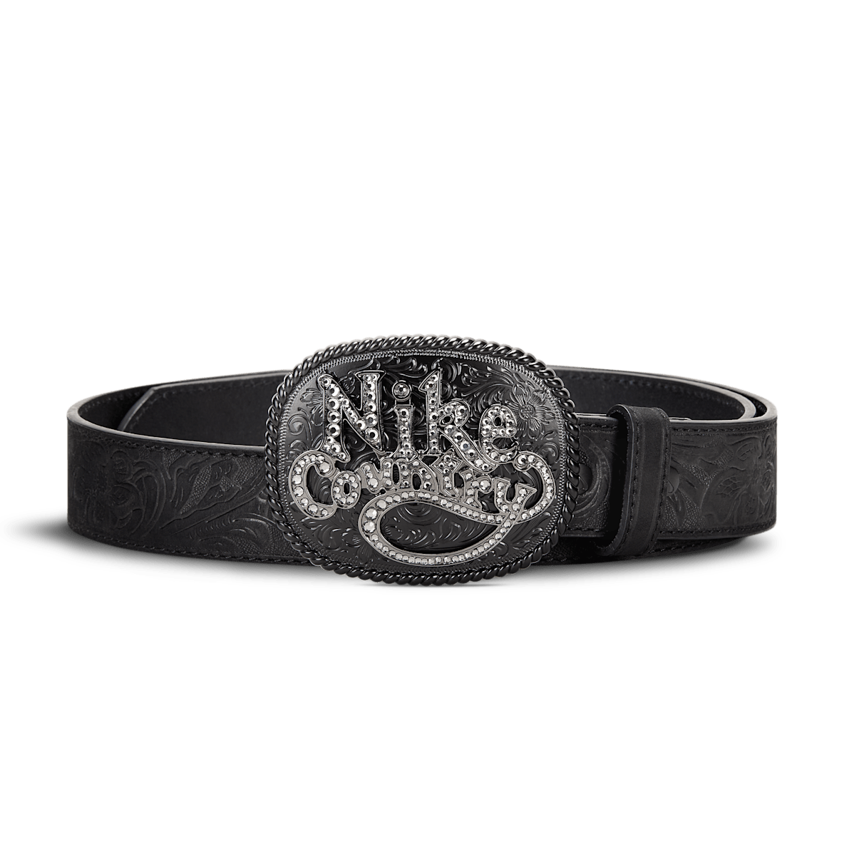 Nike Country Nike Country Men's Rhinestone Plaque Buckle Embossed Leather Belt