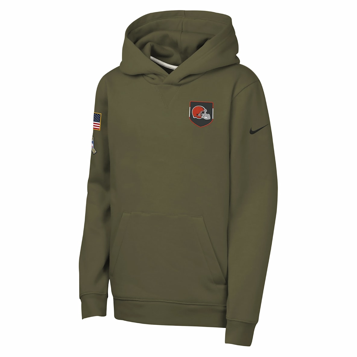 Nike Club Fleece de la NFL de los Cleveland Browns Nike Club Fleece de la NFL de los Cleveland Browns Sudadera con gorro sin cierre "Salute to Service" para niños talla grande