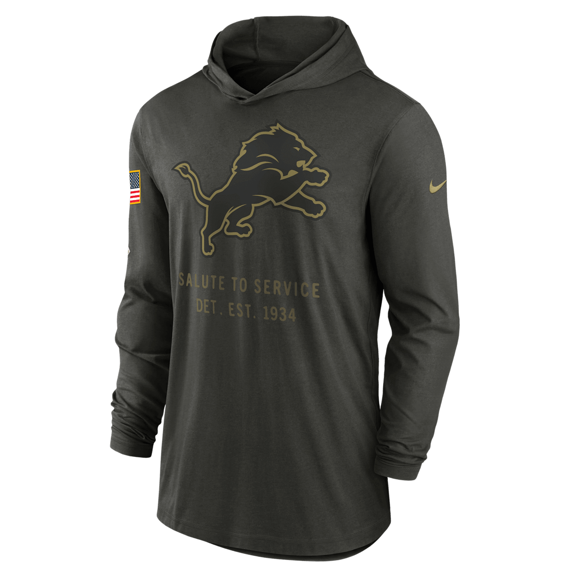 Detroit Lions Salute to Service Sideline Detroit Lions Salute to Service Sideline Men’s Nike Dri-FIT NFL Long-Sleeve Hooded Top