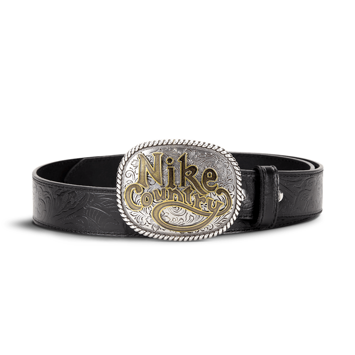 Nike Country Nike Country Men's Plaque Buckle Embossed Leather Belt