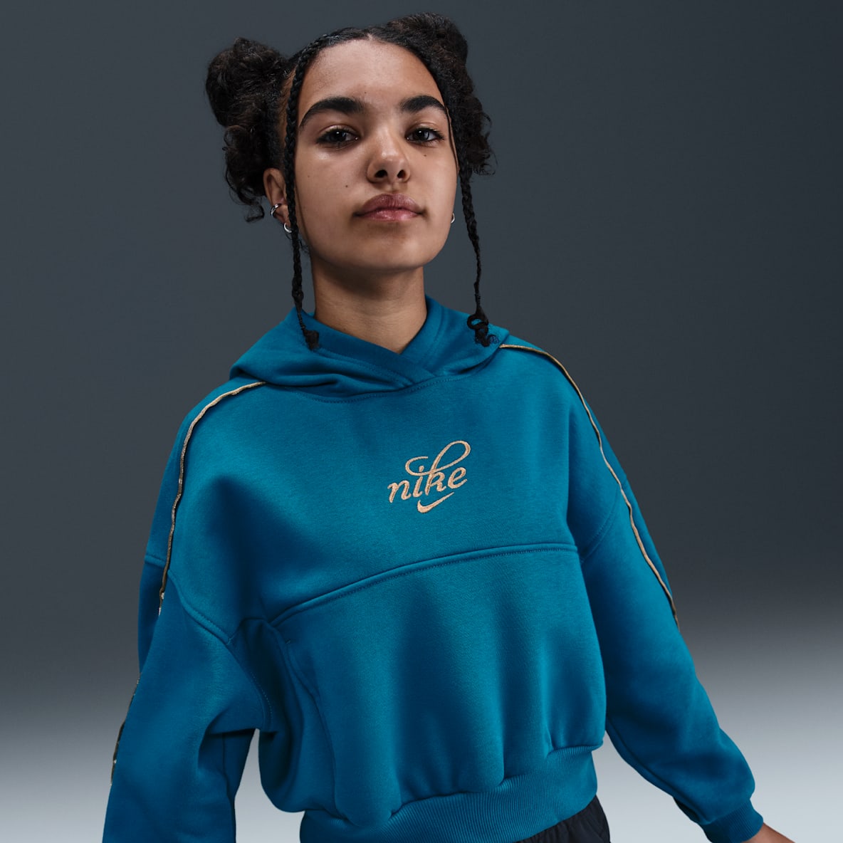 Nike Sportswear Club Fleece Nike Sportswear Club Fleece Sudadera con gorro de corte cuadrado para niña talla grande