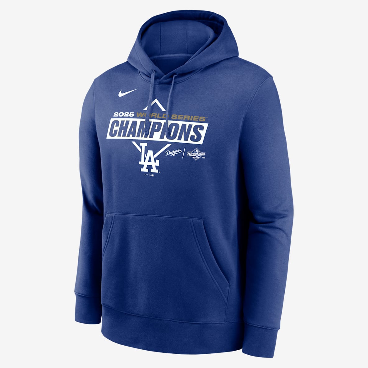 Los Angeles Dodgers 2025 World Series Champions Logo Home Plate Men's Nike MLB Pullover Hoodie