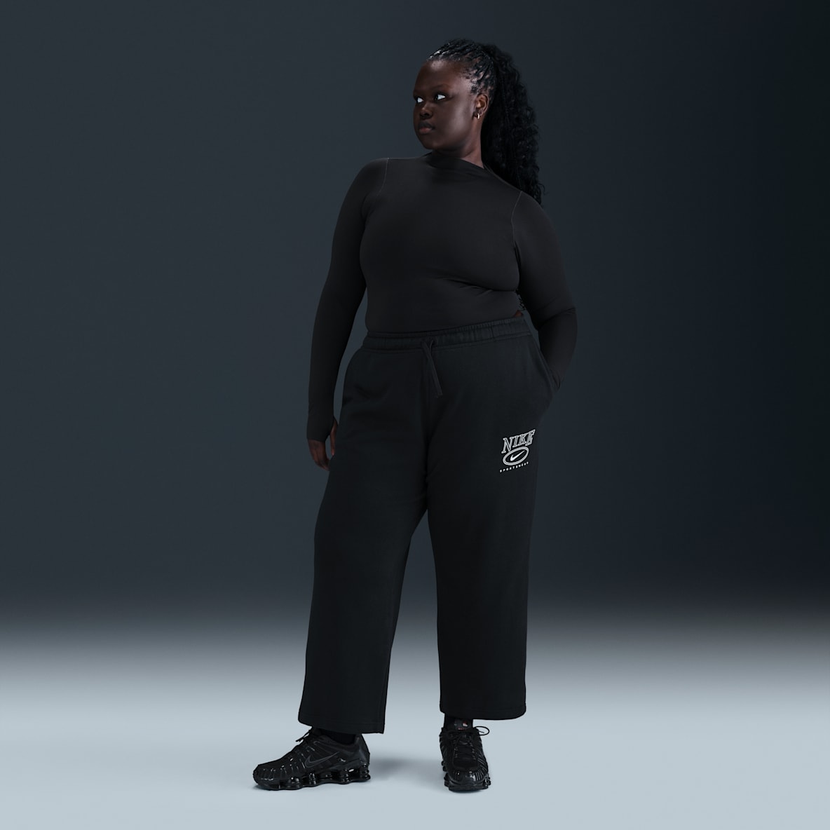 Nike Sportswear Club Fleece Nike Sportswear Club Fleece Women's Mid-Rise Wide-Leg Graphic Pants (Plus Size)