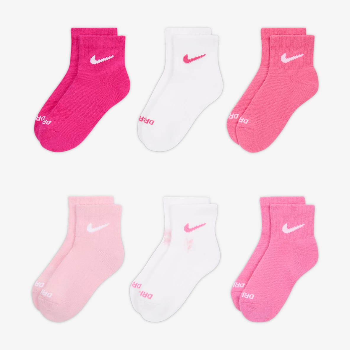 Nike Dri-FIT Performance Basics Little Kids' Quarter Socks (6 Pairs)