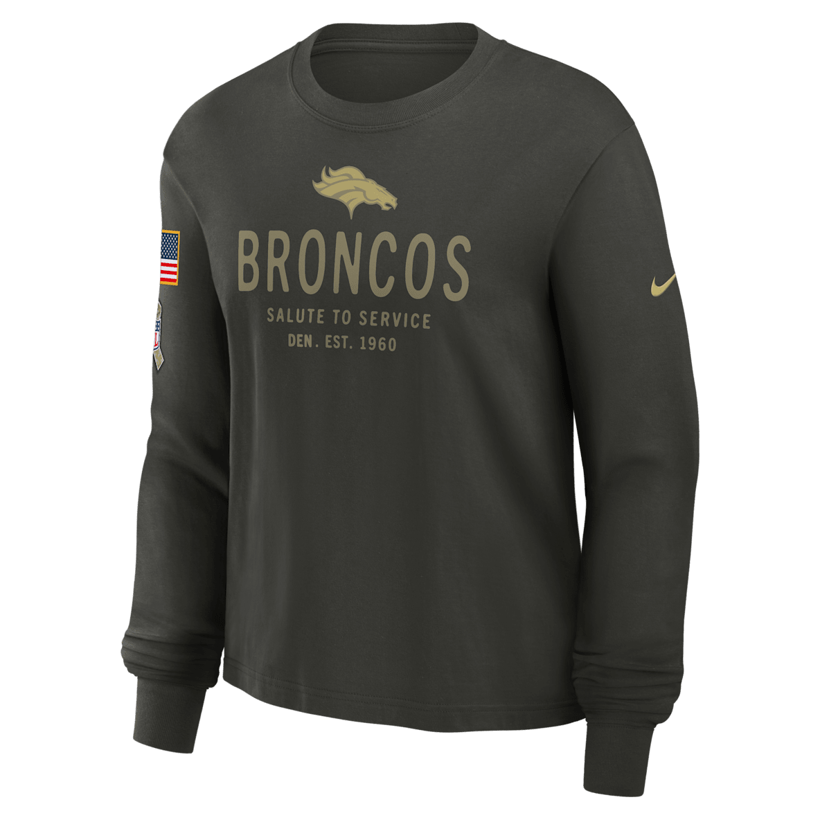 Denver Broncos Salute to Service Sideline Denver Broncos Salute to Service Sideline Playera de manga larga Nike Dri-FIT de la NFL para mujer