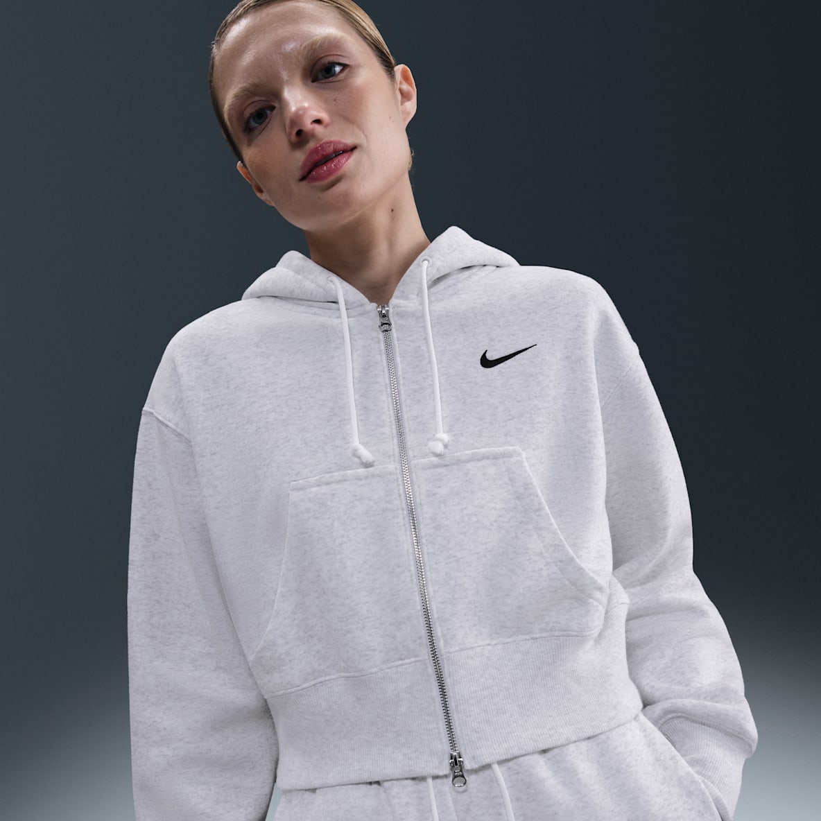 Nike Sportswear Phoenix Fleece Nike Sportswear Phoenix Fleece Sudadera con gorro holgada cropped con cierre completo para mujer