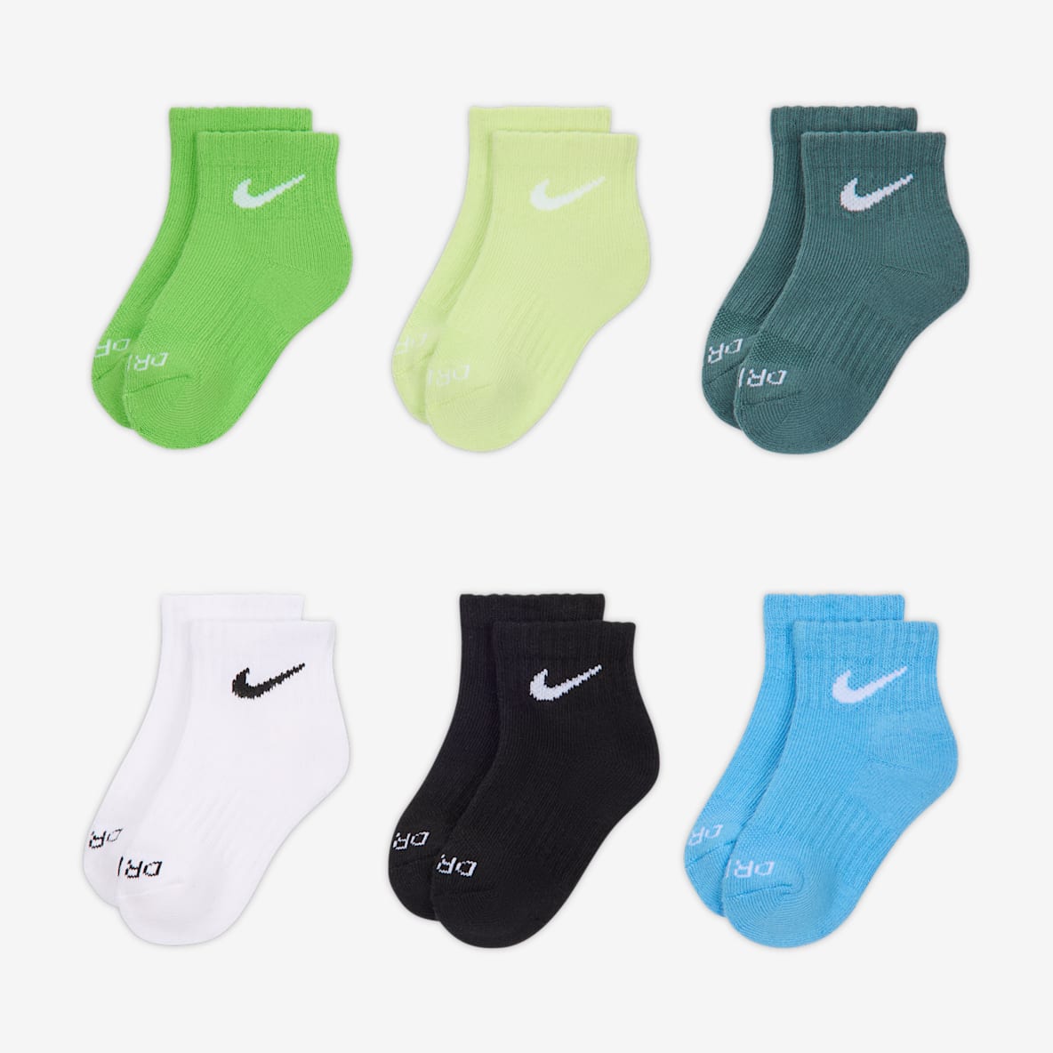 Nike Dri-FIT Performance Basics Little Kids' Quarter Socks (6 Pairs)