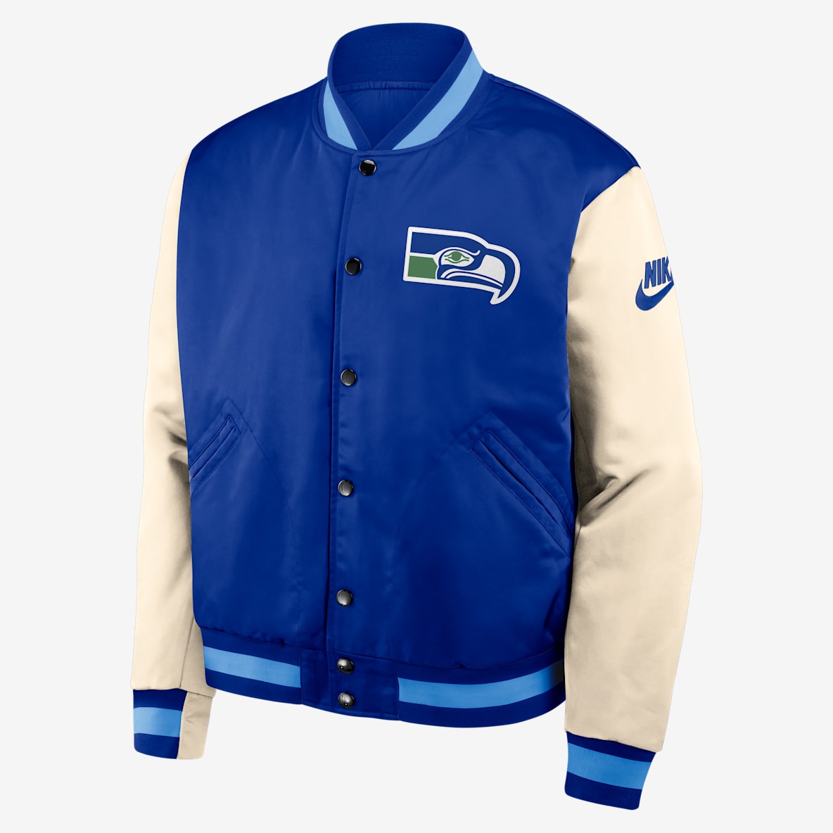 Seattle Seahawks Rewind Legacy Seattle Seahawks Rewind Legacy Chamarra bomber Nike de la NFL de cierre a presión de largo completo para hombre