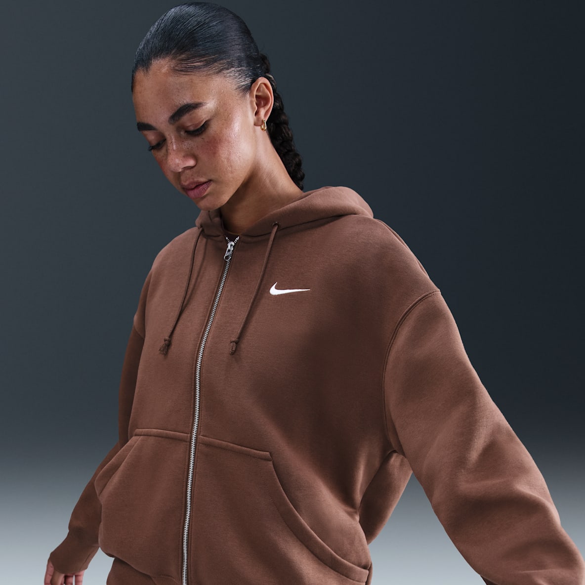 Nike Sportswear Phoenix Fleece Sudadera con gorro oversized de cierre completo para mujer