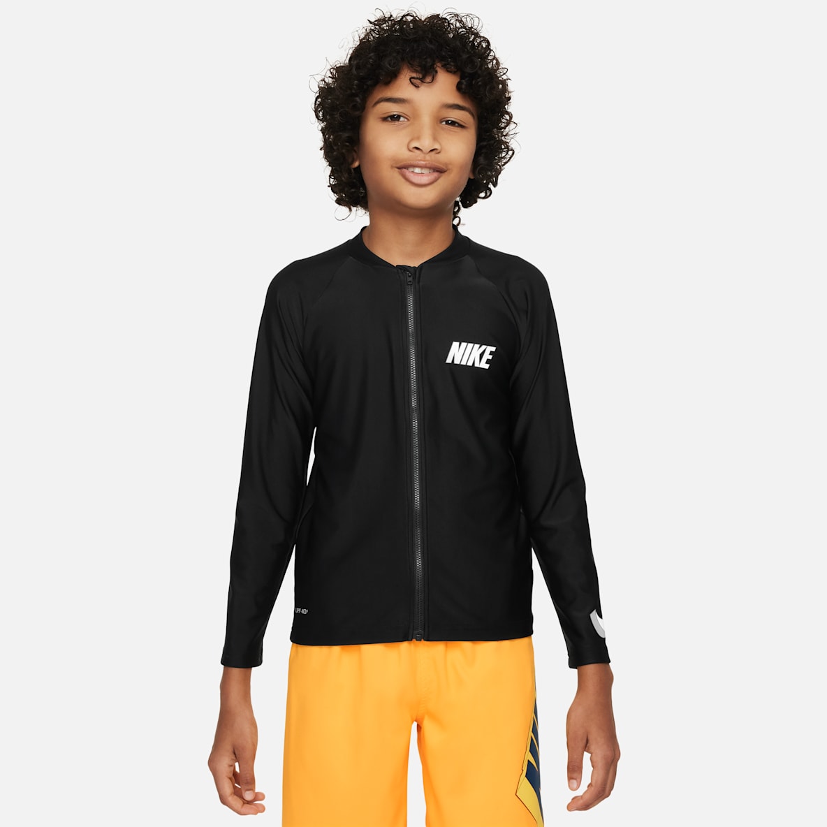 Nike Swim 3-D Swoosh Playera de manga larga con cierre Hydroguard para niño talla grande