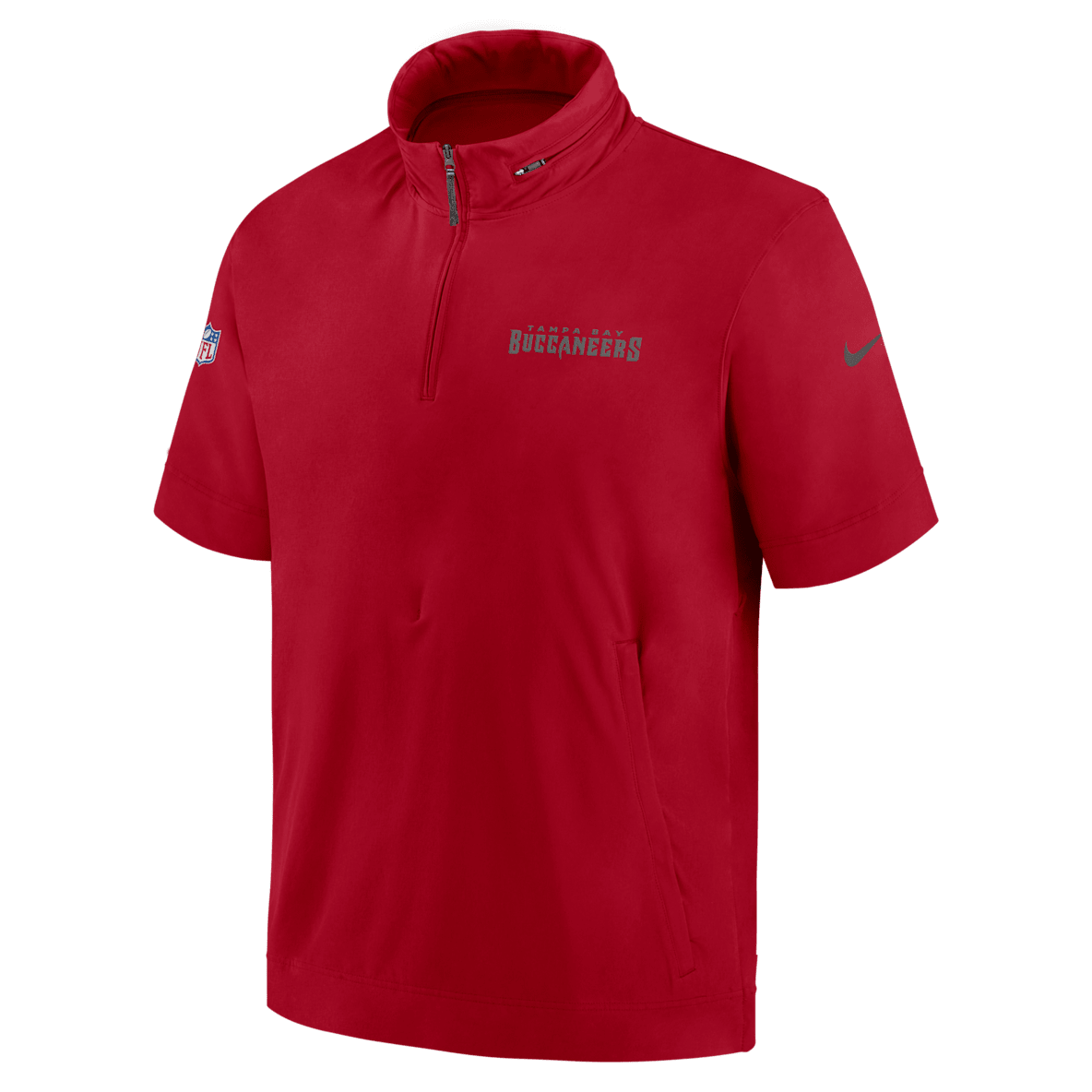 Tampa Bay Buccaneers Sideline Coach Men's Nike NFL 1/2-Zip Short-Sleeve Hooded Jacket