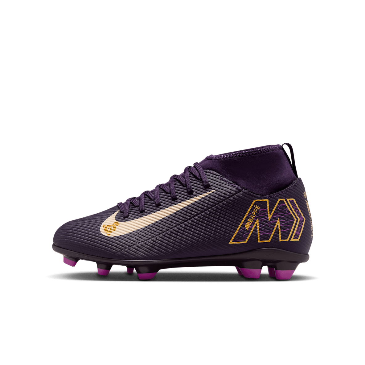 Nike Jr. Mercurial Superfly 10 Club "Kylian Mbappé" Nike Jr. Mercurial Superfly 10 Club "Kylian Mbappé" Tacos de fútbol para terrenos múltiples de corte high para niños de preescolar y grandes