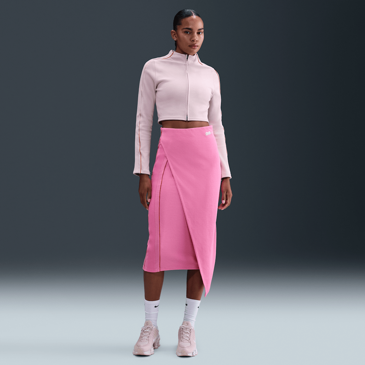 Naomi Osaka Naomi Osaka Falda maxi de tela canalé de tiro alto para mujer