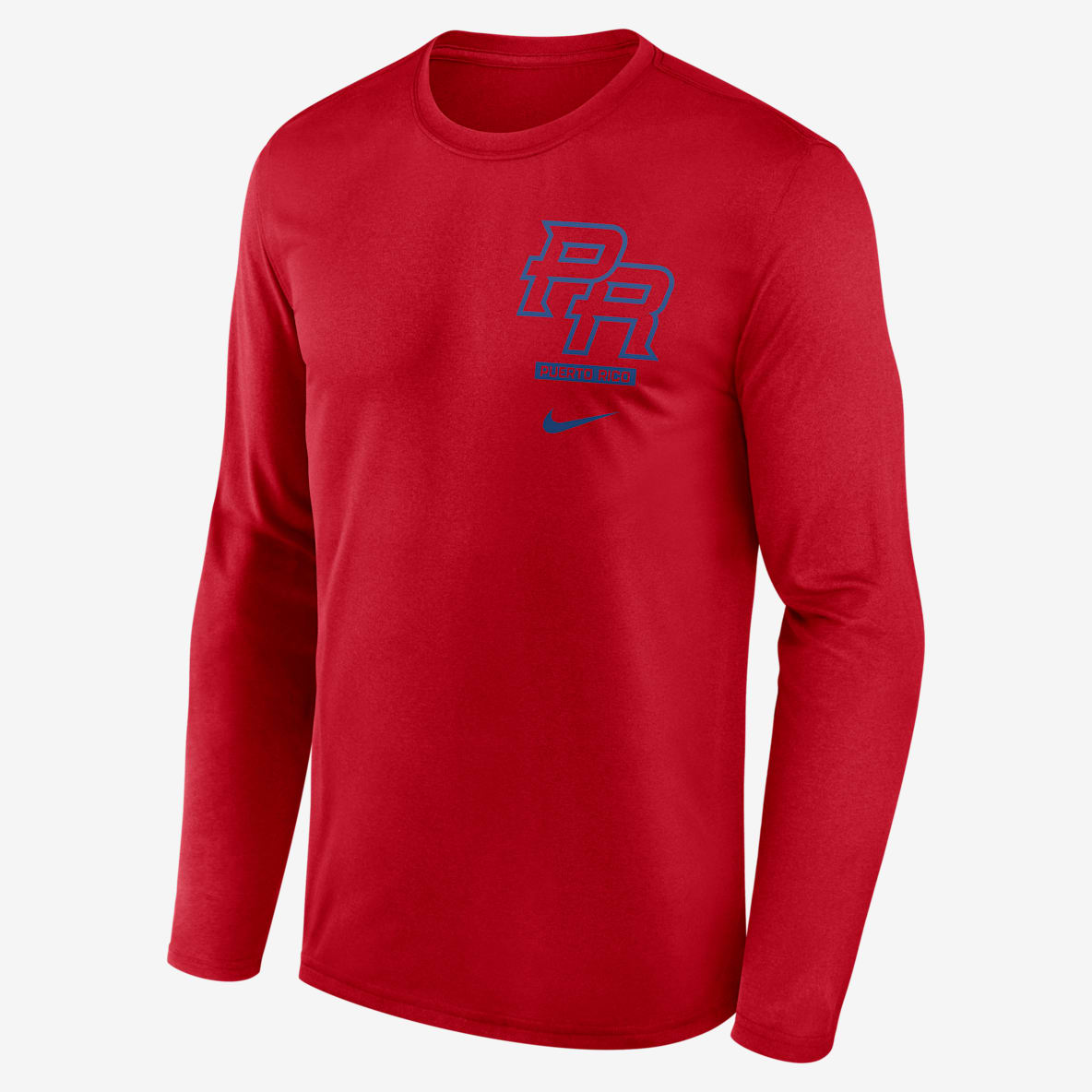 Puerto Rico National Baseball Team 2026 World Baseball Classic 2-Hit Legend Men's Nike Dri-FIT Long-Sleeve T-Shirt