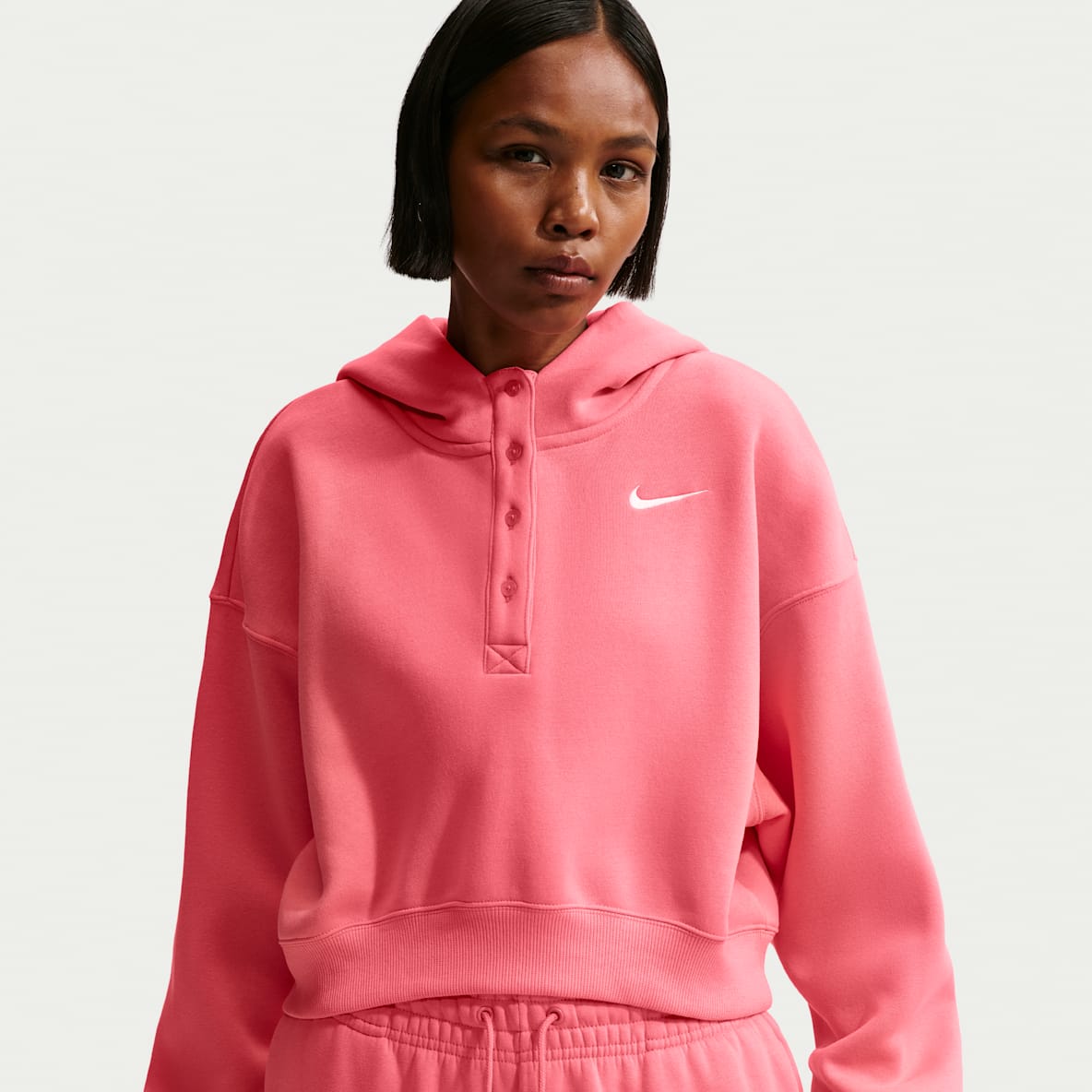 Nike Sportswear Phoenix Fleece Nike Sportswear Phoenix Fleece Sudadera con gorro oversized cropped Henley para mujer
