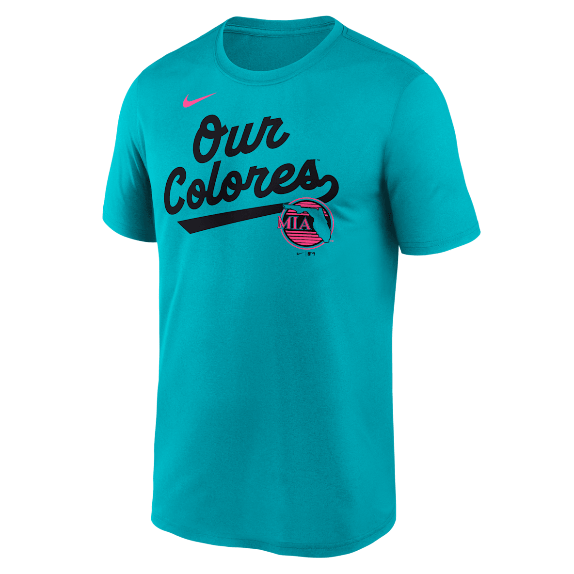 Miami Marlins City Connect Team Phrase Script Legend Miami Marlins City Connect Team Phrase Script Legend Men's Nike Dri-FIT MLB T-Shirt