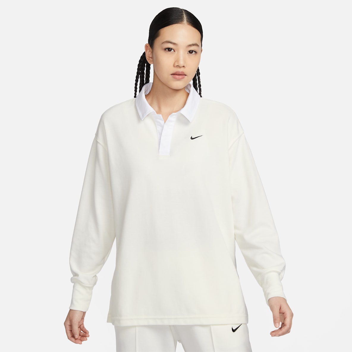 ナイキ スポーツウェア エッセンシャル ウィメンズ オーバーサイズド ロングスリーブ ポロ